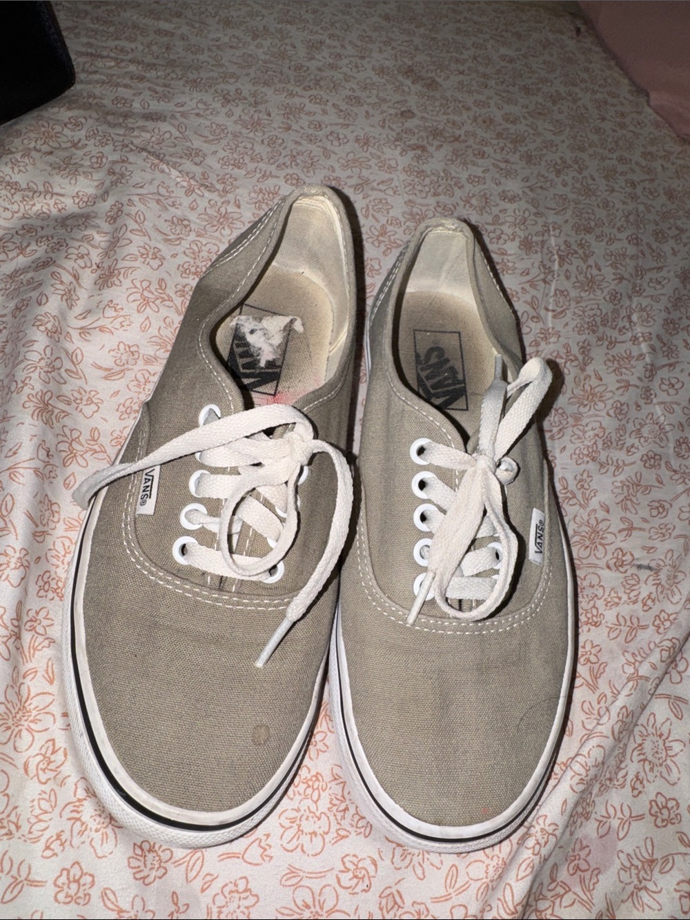 Vans Low-Top Canvas Sneakers in Taupe with White Laces
